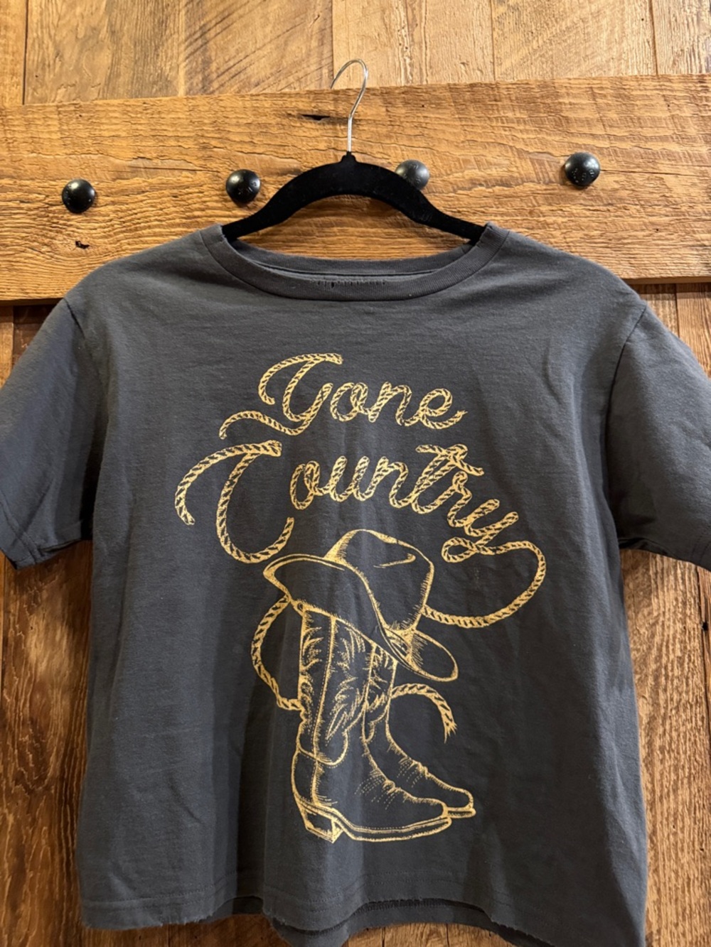 Gone Country Graphic Tee - Charcoal with Gold Print